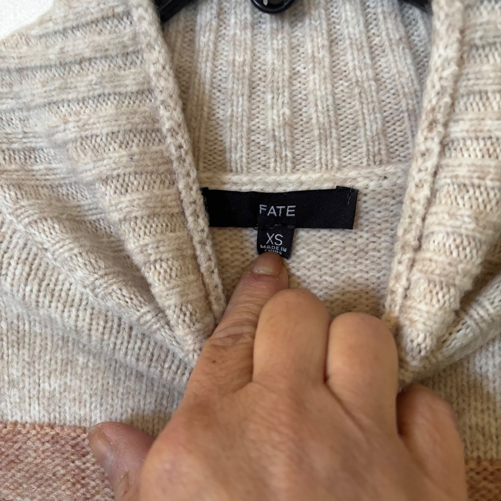 Fate Women's Juniors Oversized Sweater XS‎ Striped Crew Neck High Low - Picture 3 of 4